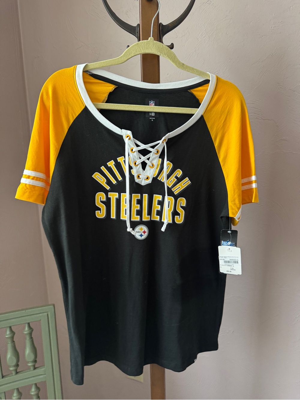 New Era Black & Gold Lace-Up Women's Tee